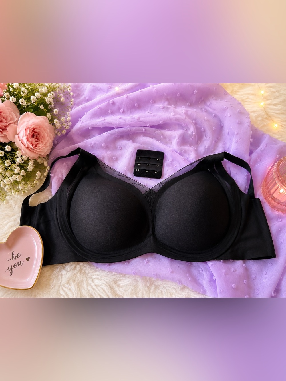 QGEOJ Black Seamless Push Up Wireless Bra NWT Size S
